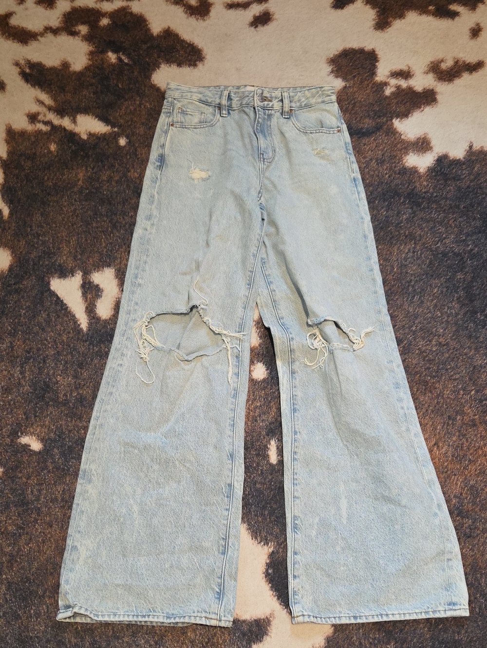 PacSun Light Blue Distressed Wide-Leg Jeans